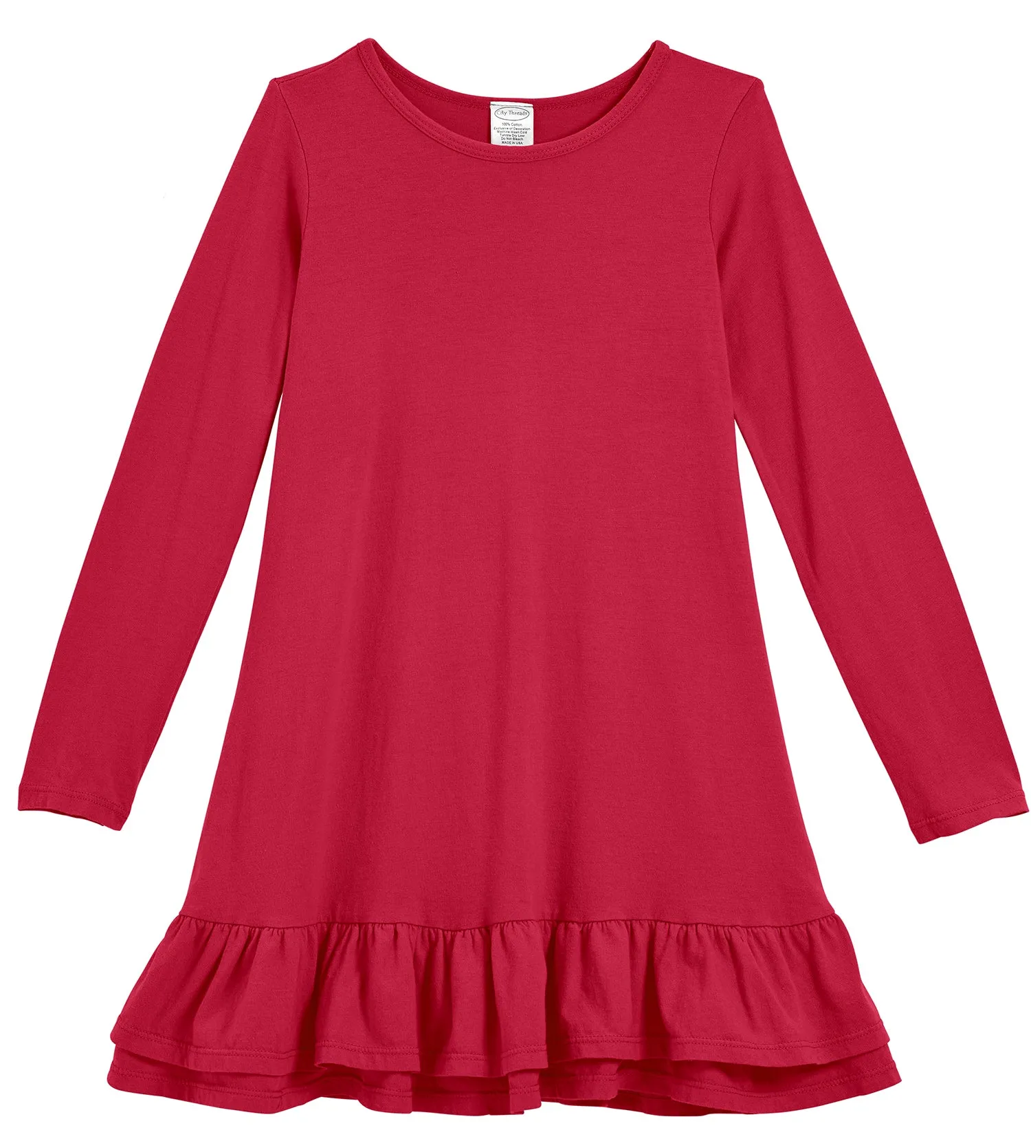 Soft Cotton A-Line Ruffle Hem Dress
