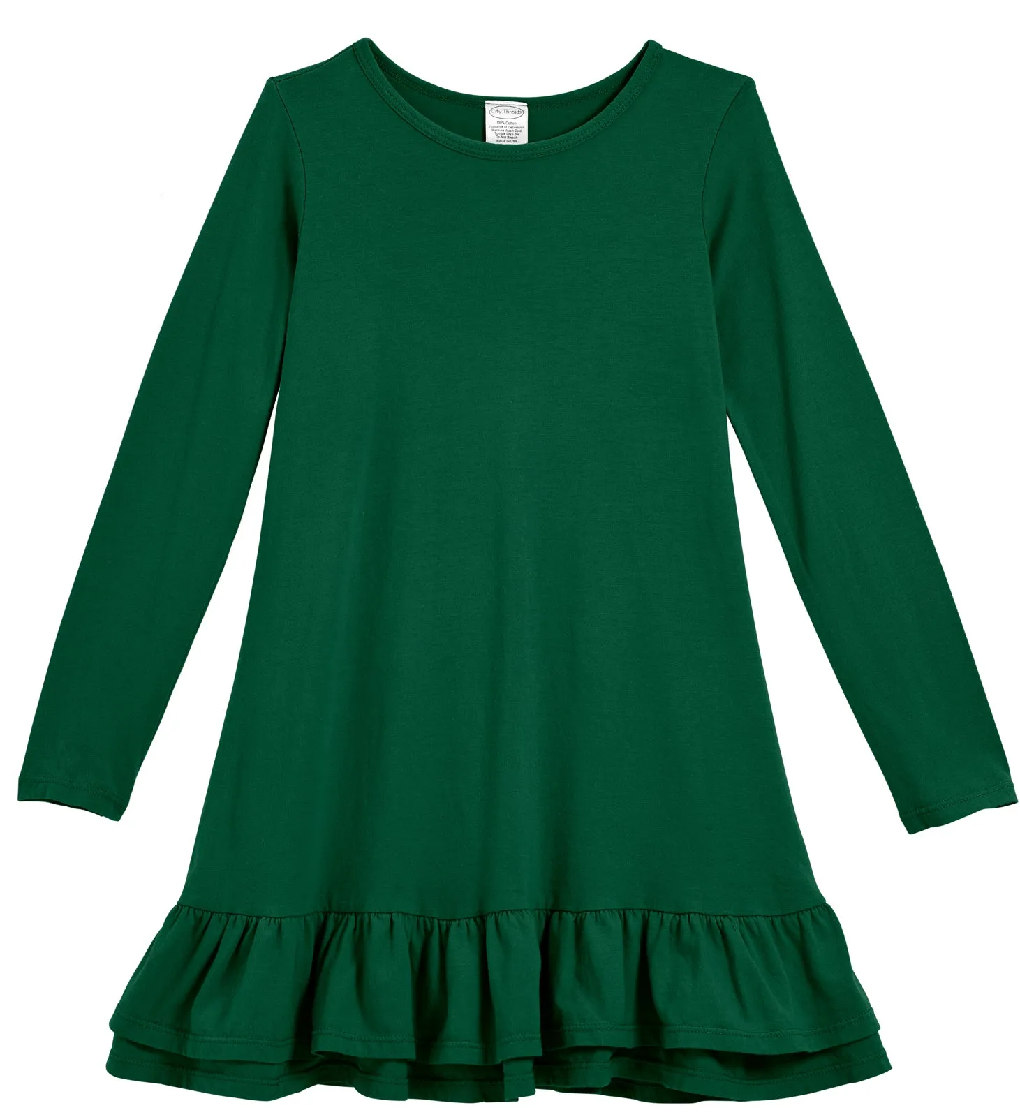 Soft Cotton A-Line Ruffle Hem Dress