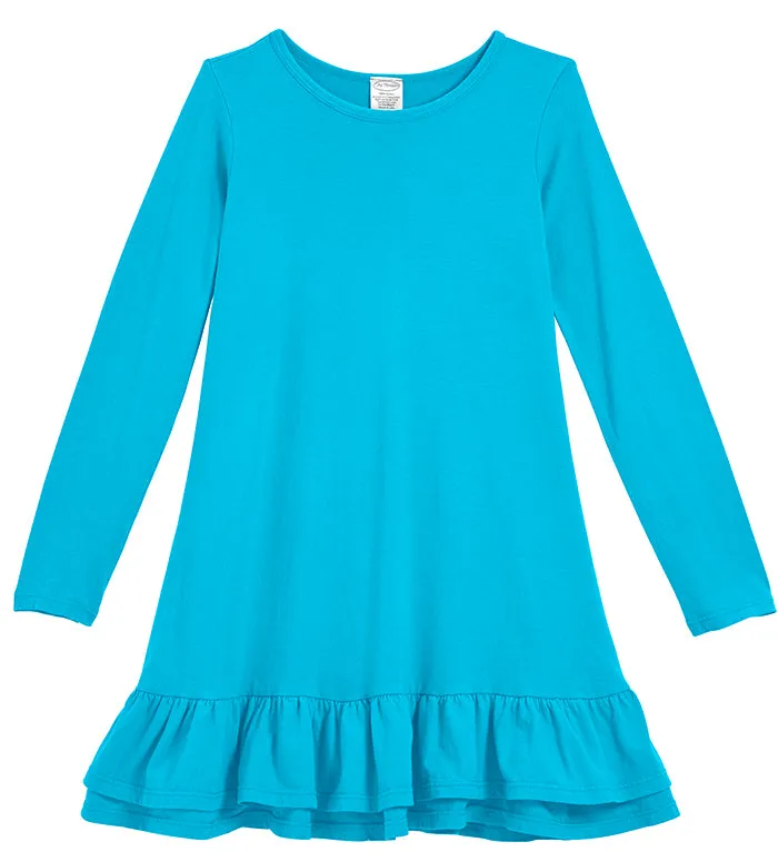 Soft Cotton A-Line Ruffle Hem Dress