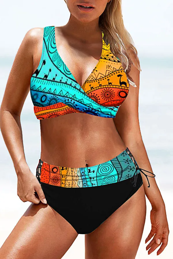 Split Large Size High Waist Swimsuit