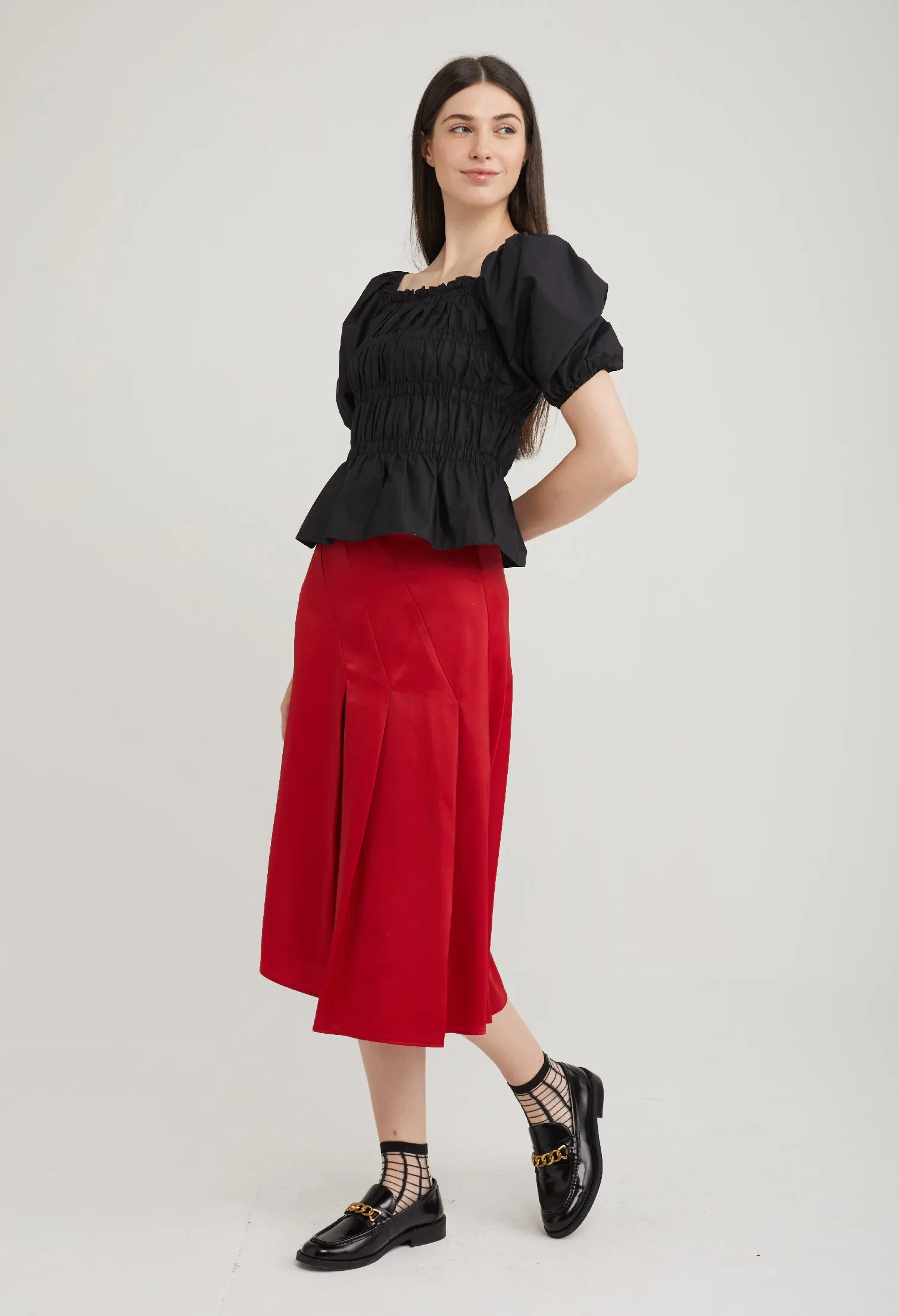 Stretch Bodice Peplum Top