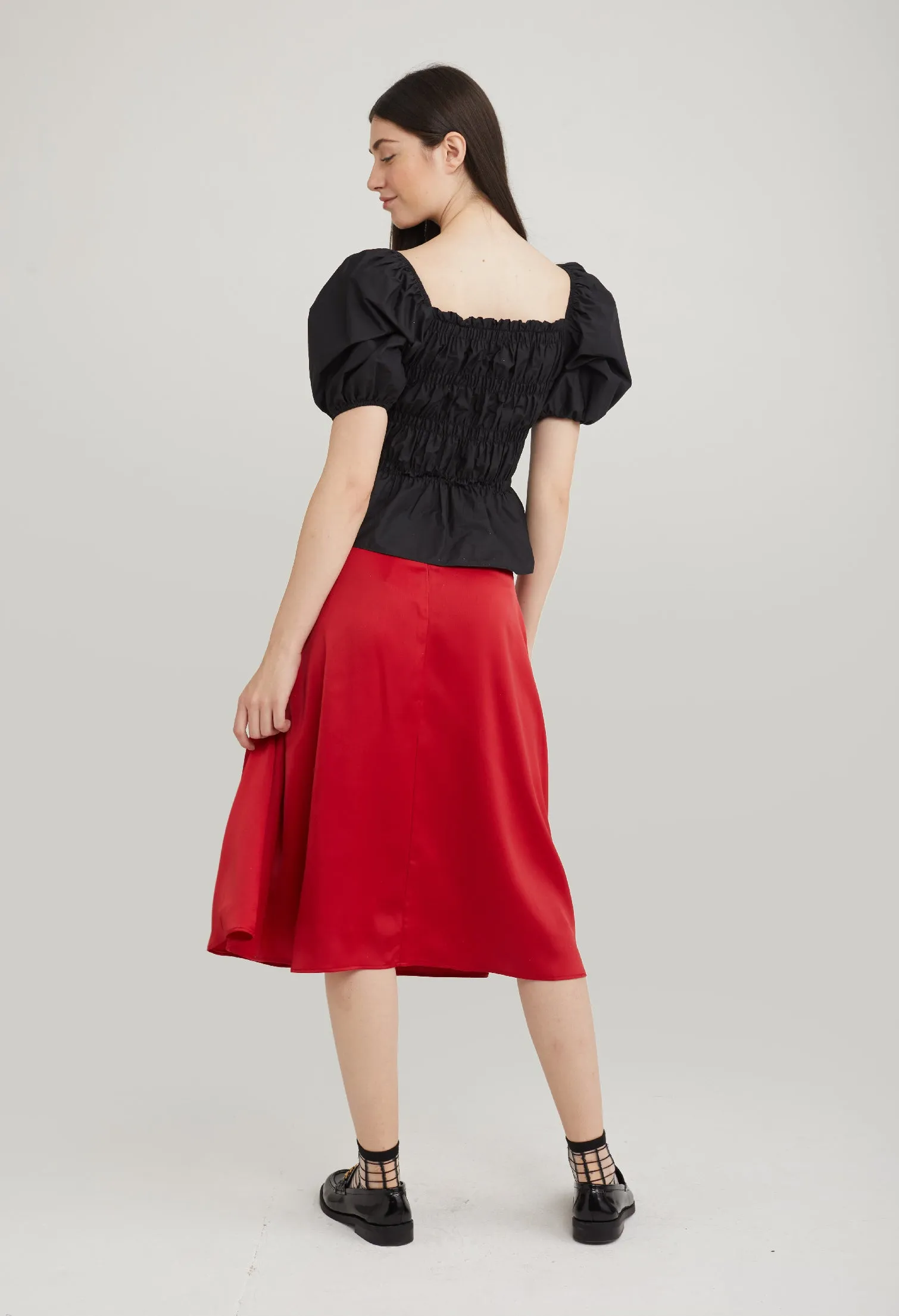 Stretch Bodice Peplum Top