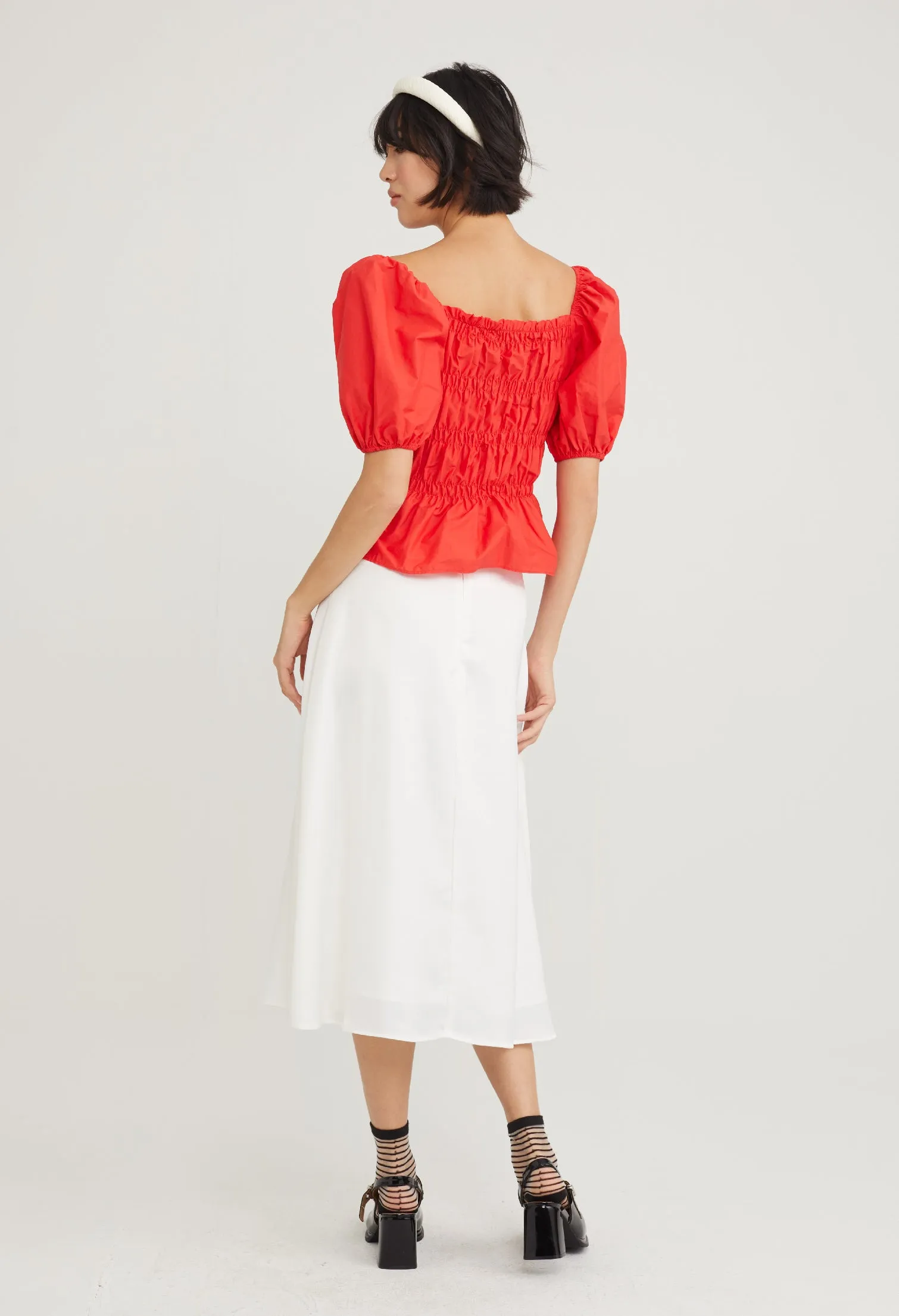 Stretch Bodice Peplum Top