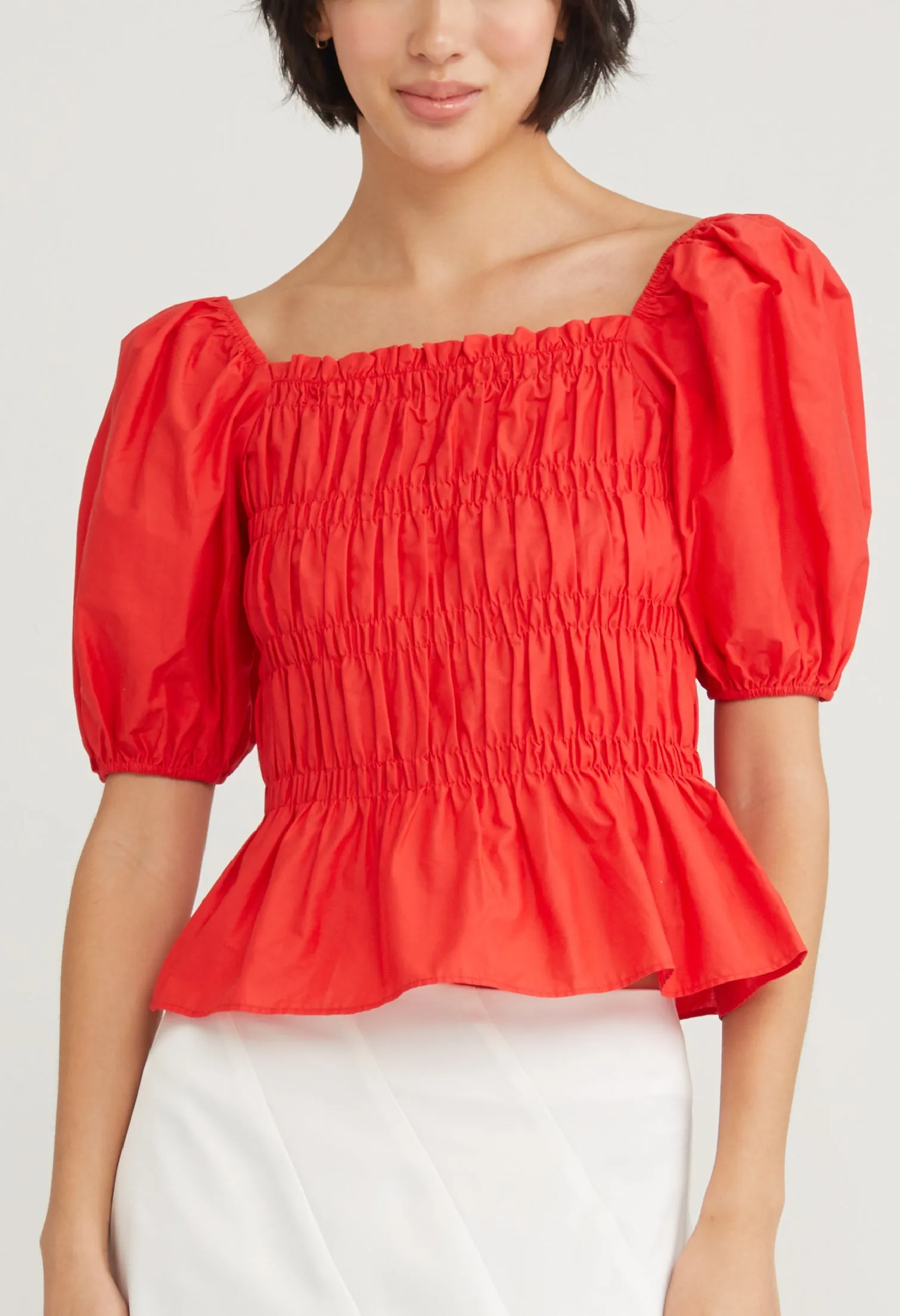 Stretch Bodice Peplum Top
