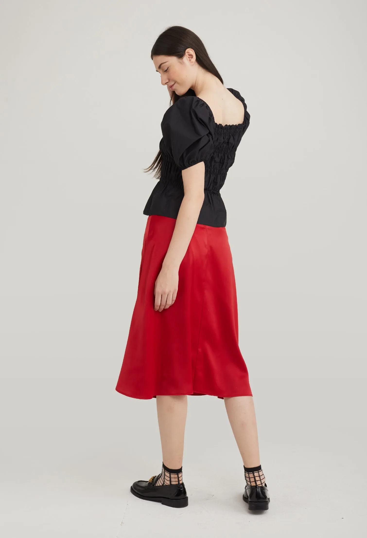 Stretch Bodice Peplum Top