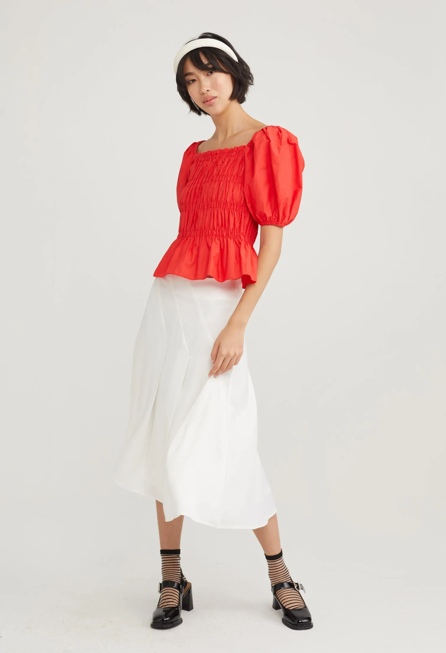 Stretch Bodice Peplum Top