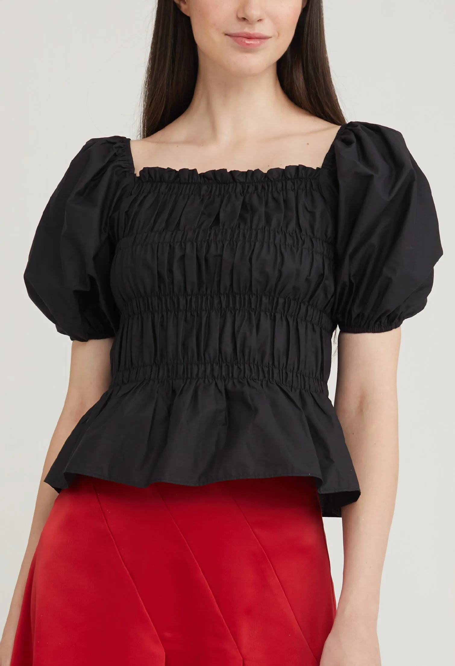 Stretch Bodice Peplum Top