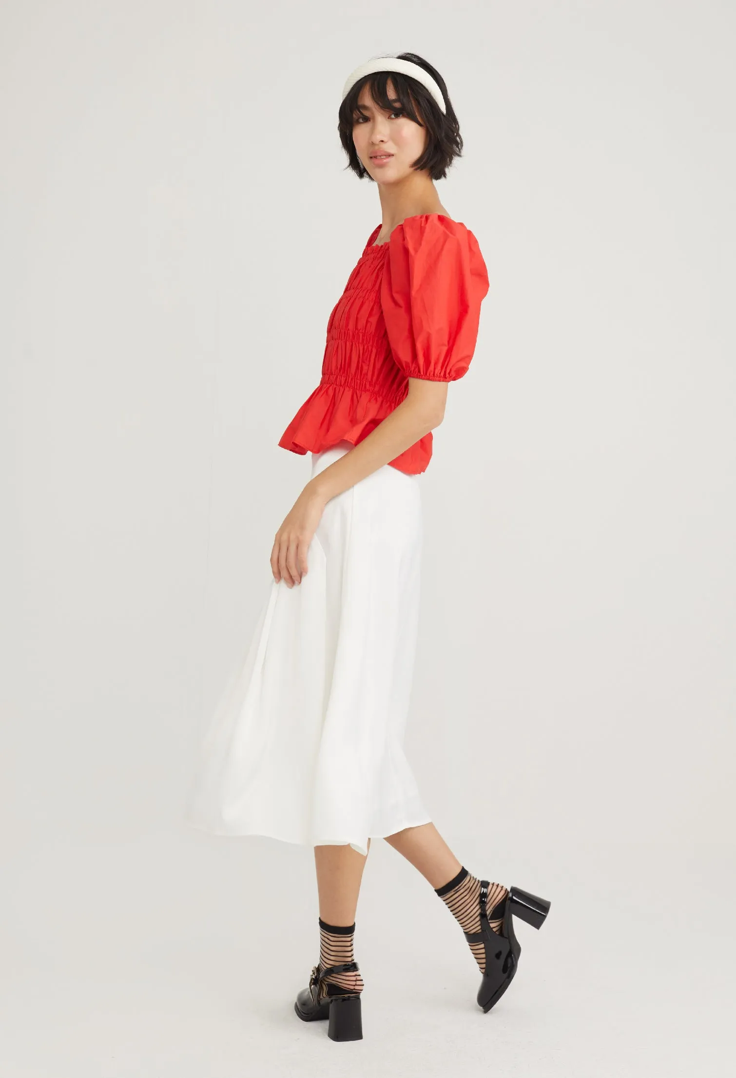 Stretch Bodice Peplum Top