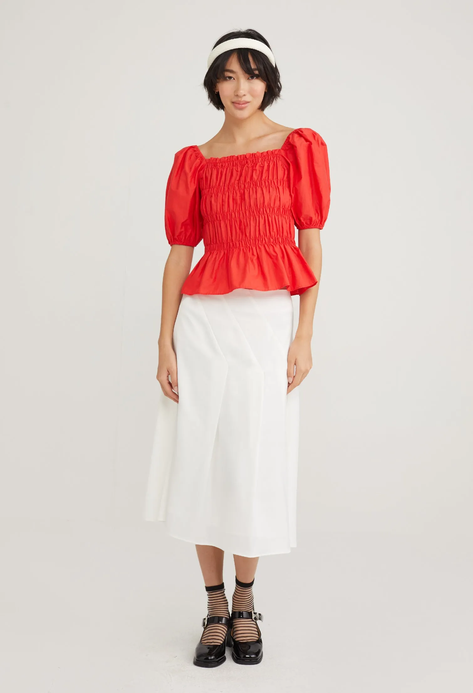 Stretch Bodice Peplum Top