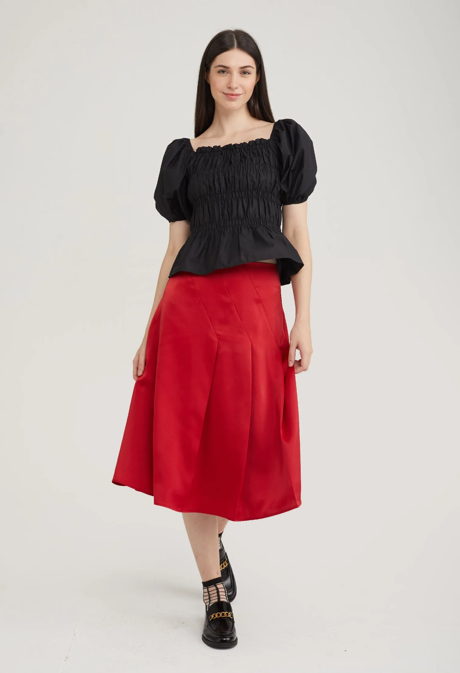 Stretch Bodice Peplum Top