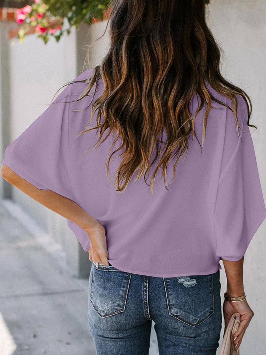 Stunncal V-Neck Loose Mid-Sleeve T-Shirt(7 colors)