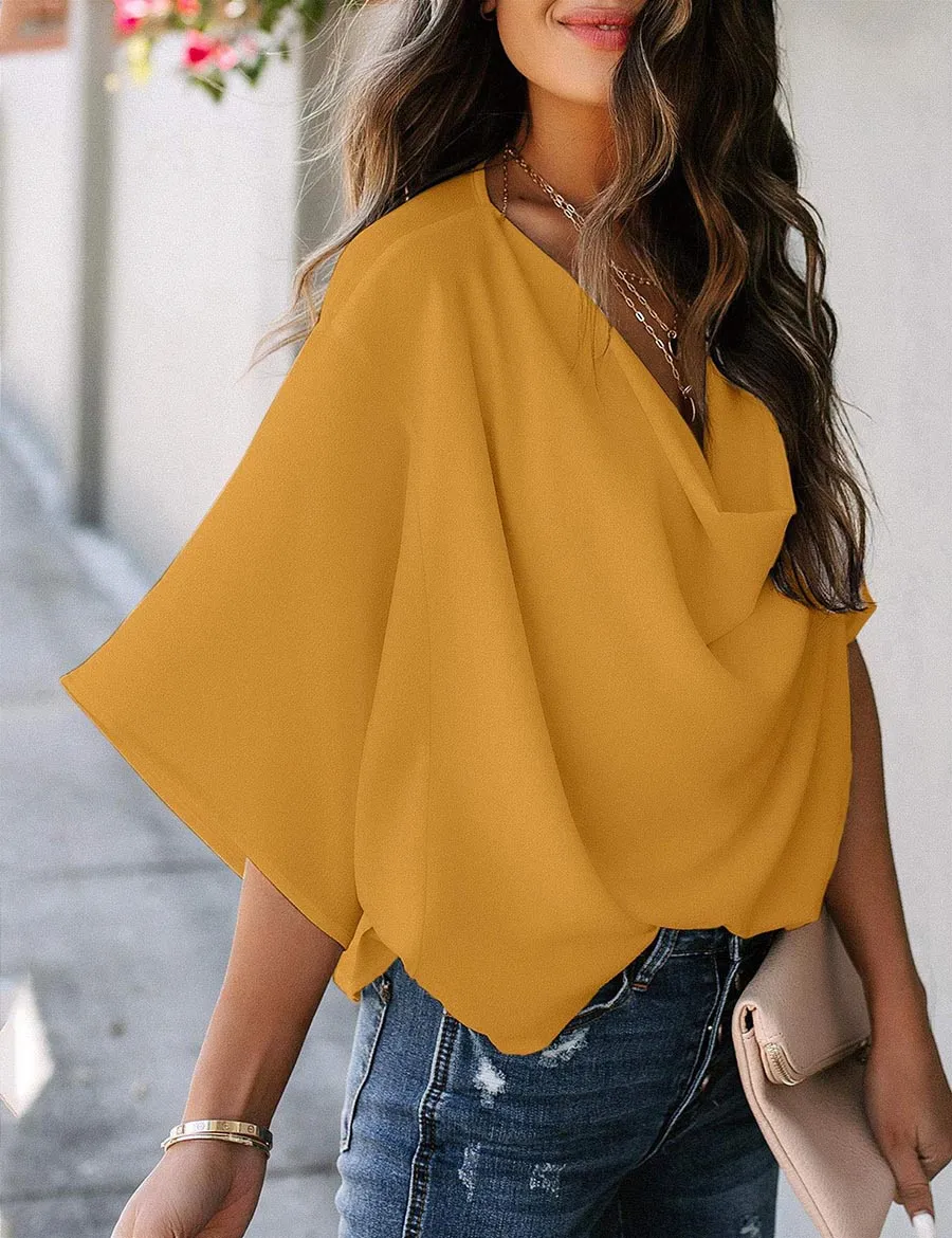Stunncal V-Neck Loose Mid-Sleeve T-Shirt(7 colors)