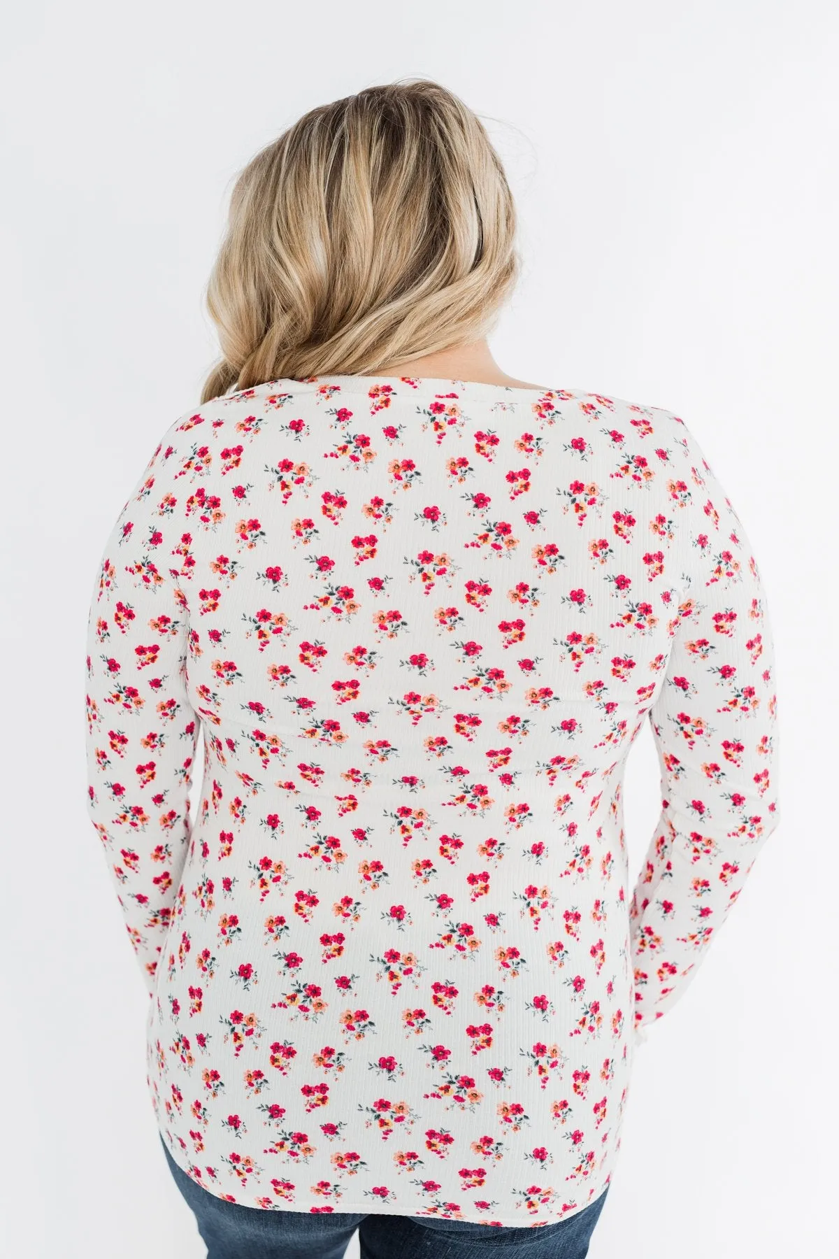 Sudden Bloom Floral V-Neck Top- Ivory