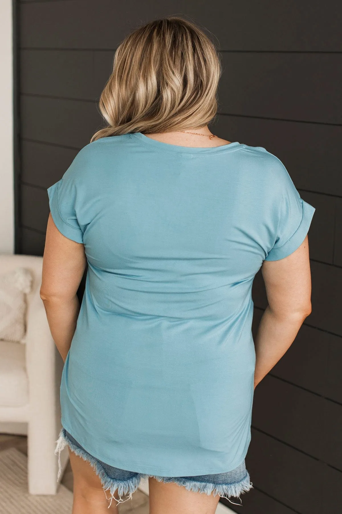 Taking Risks V-Neck Top- Ocean Blue