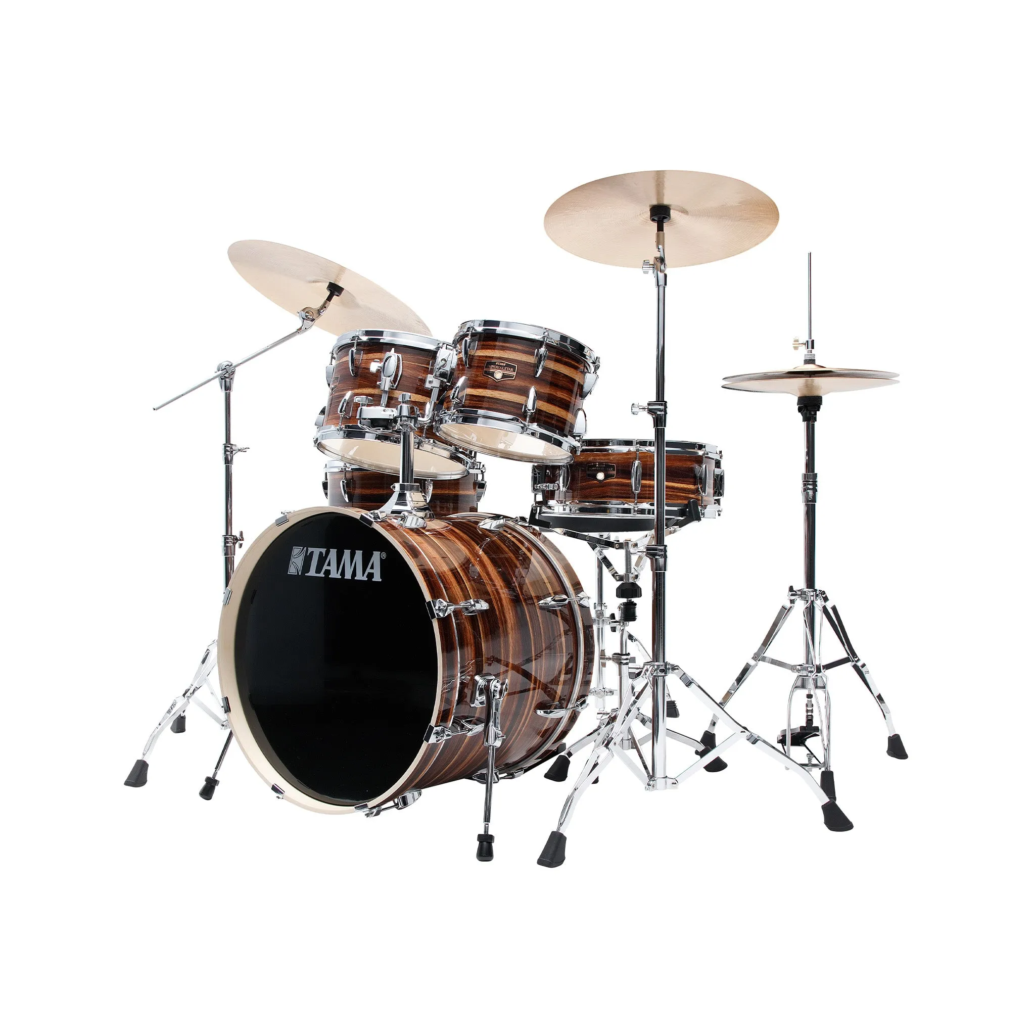 TAMA IP50H6W-CTW Imperialstar Drum 5-Piece Drum Kit w/Hardware Throne, Coffee Teak Wrap
