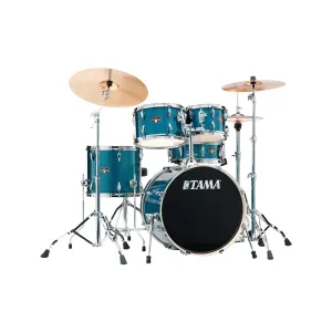 TAMA IP50H6W-HLB Imperialstar Drum 5-Piece Drum Kit w/Hardware Throne, Hairline Blue