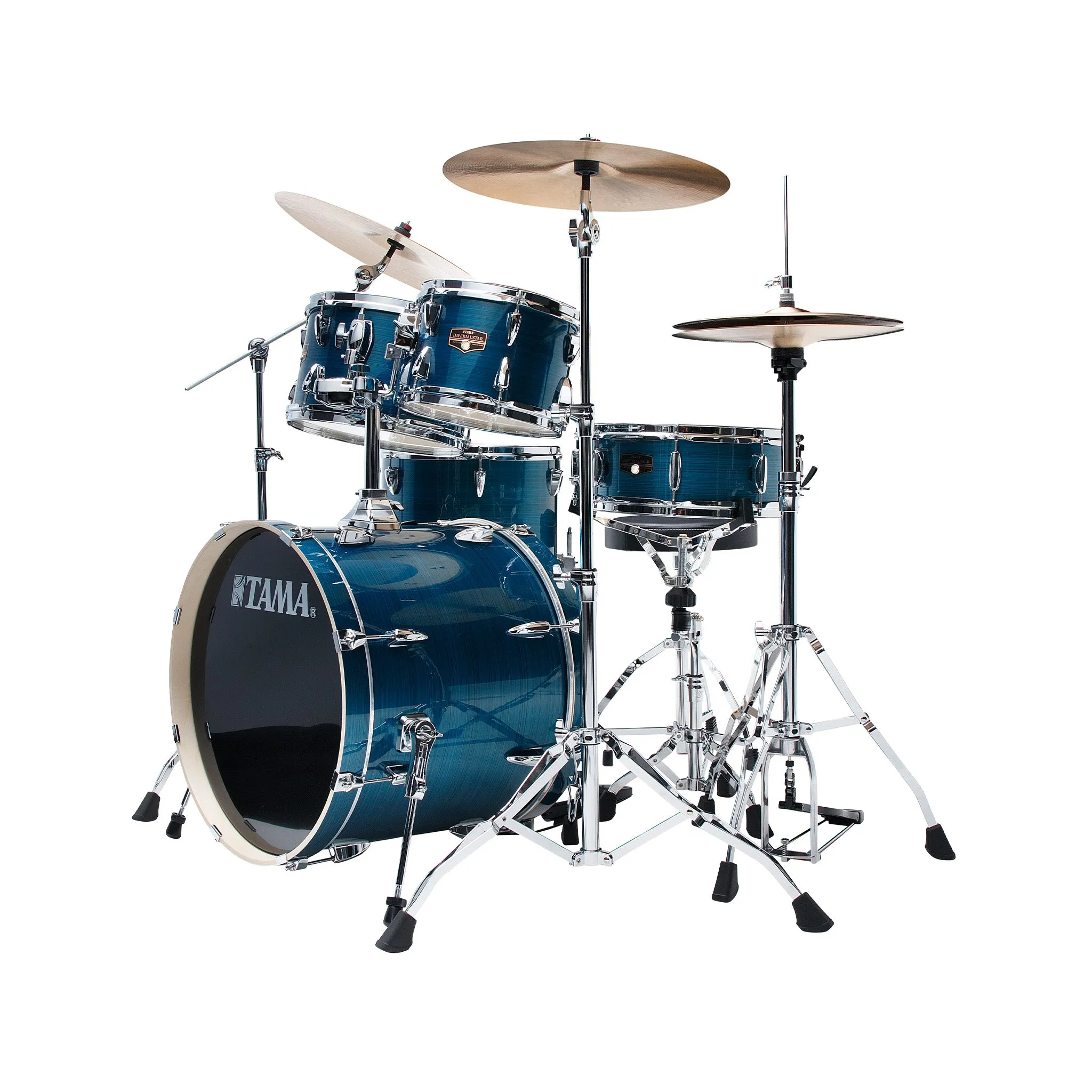 TAMA IP50H6W-HLB Imperialstar Drum 5-Piece Drum Kit w/Hardware Throne, Hairline Blue
