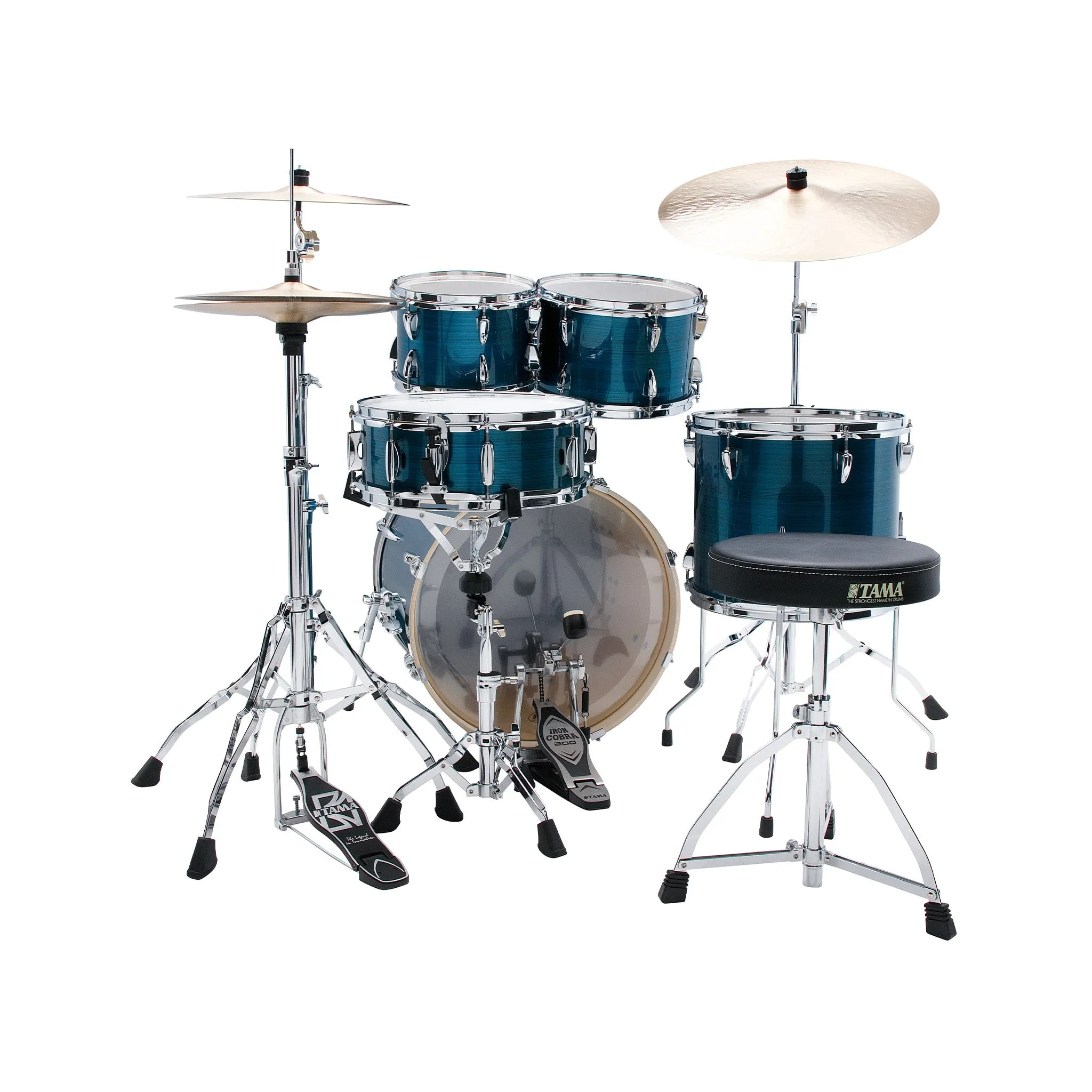 TAMA IP50H6W-HLB Imperialstar Drum 5-Piece Drum Kit w/Hardware Throne, Hairline Blue