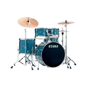 TAMA IP52H6W-HLB Imperialstar Drum 5-Piece Drum Kit w/Hardware Throne, Hairline Blue