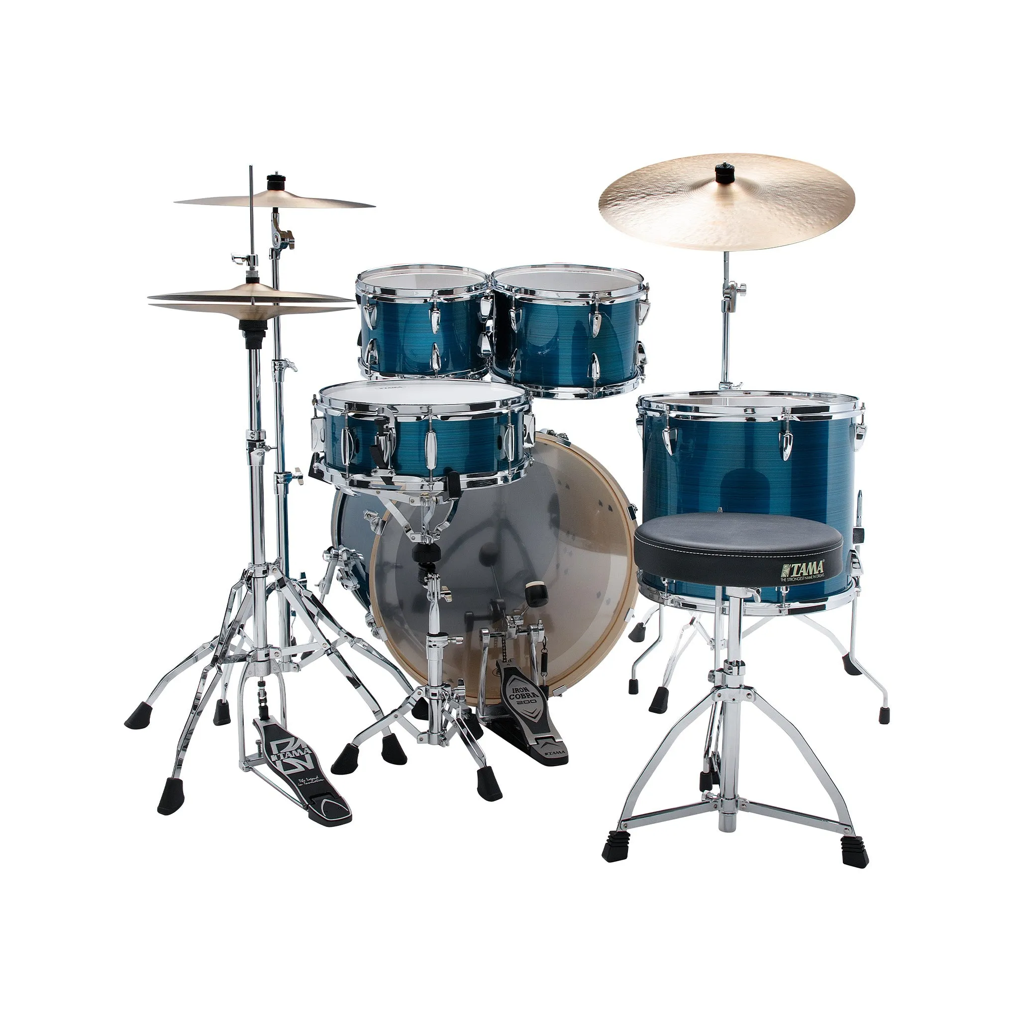 TAMA IP52H6W-HLB Imperialstar Drum 5-Piece Drum Kit w/Hardware Throne, Hairline Blue
