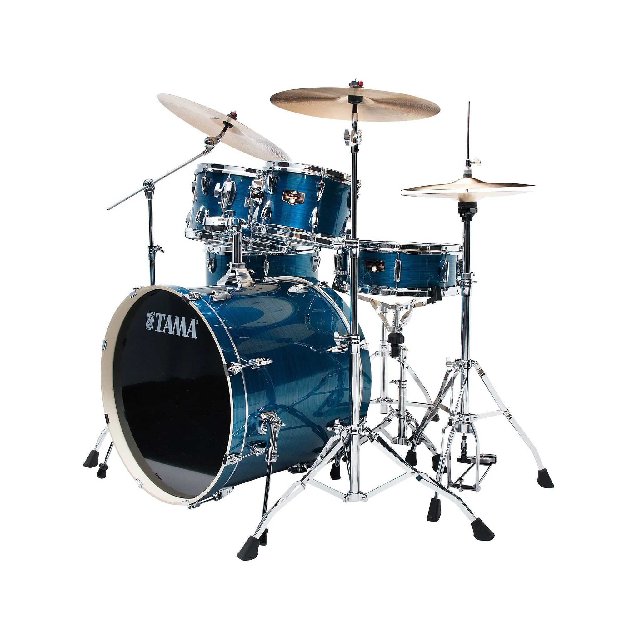 TAMA IP52H6W-HLB Imperialstar Drum 5-Piece Drum Kit w/Hardware Throne, Hairline Blue