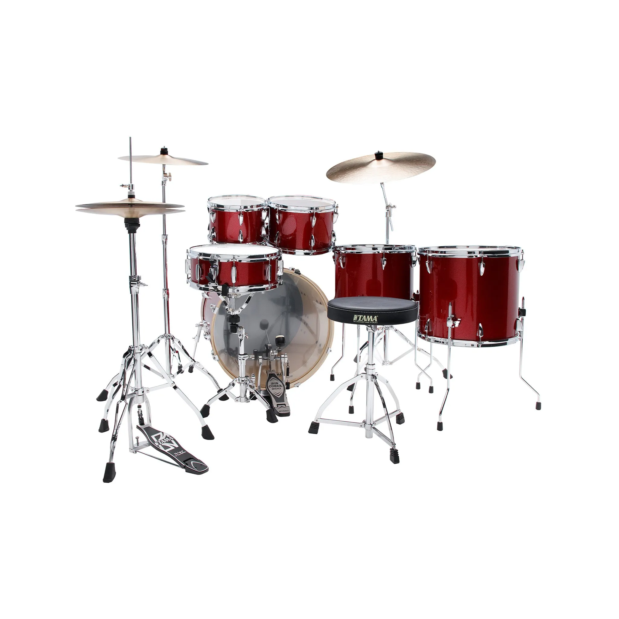 TAMA IP62H6W-BRM Imperialstar Drum 6-Piece Drum Kit w/Hardware Throne, Burnt Red Mist
