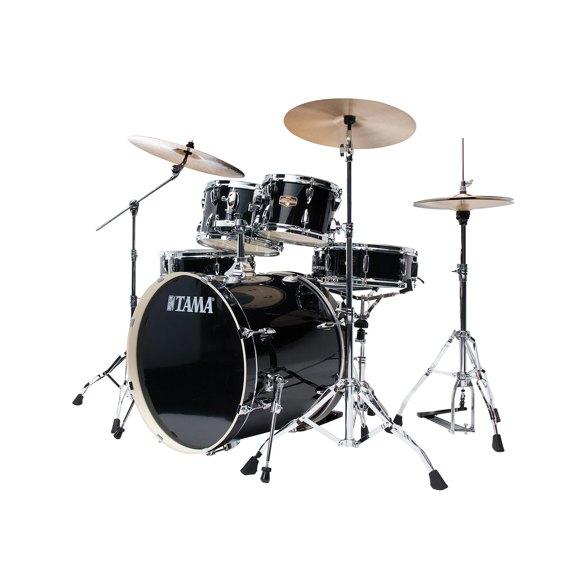 TAMA IP62H6W-HBK Imperialstar Drum 6-Piece Drum Kit w/Hardware Throne, Hairline Black