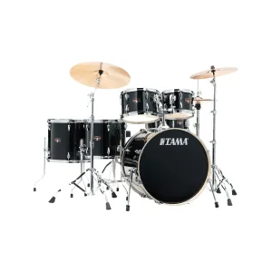 TAMA IP62H6W-HBK Imperialstar Drum 6-Piece Drum Kit w/Hardware Throne, Hairline Black