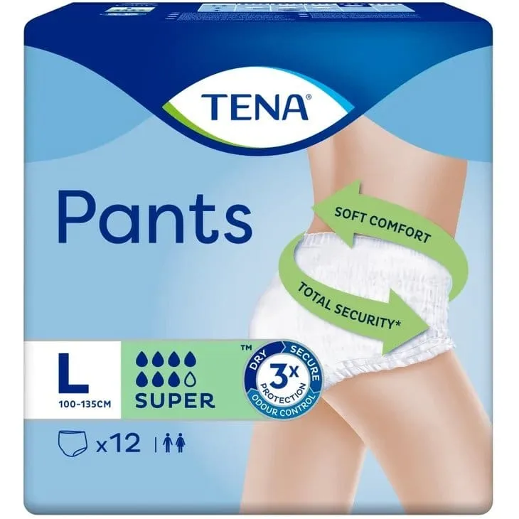 Tena Super Incontinence Pants Large x 12 x 4 Packs