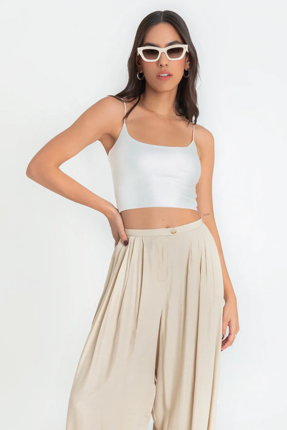Top satinado tirantes elásticos