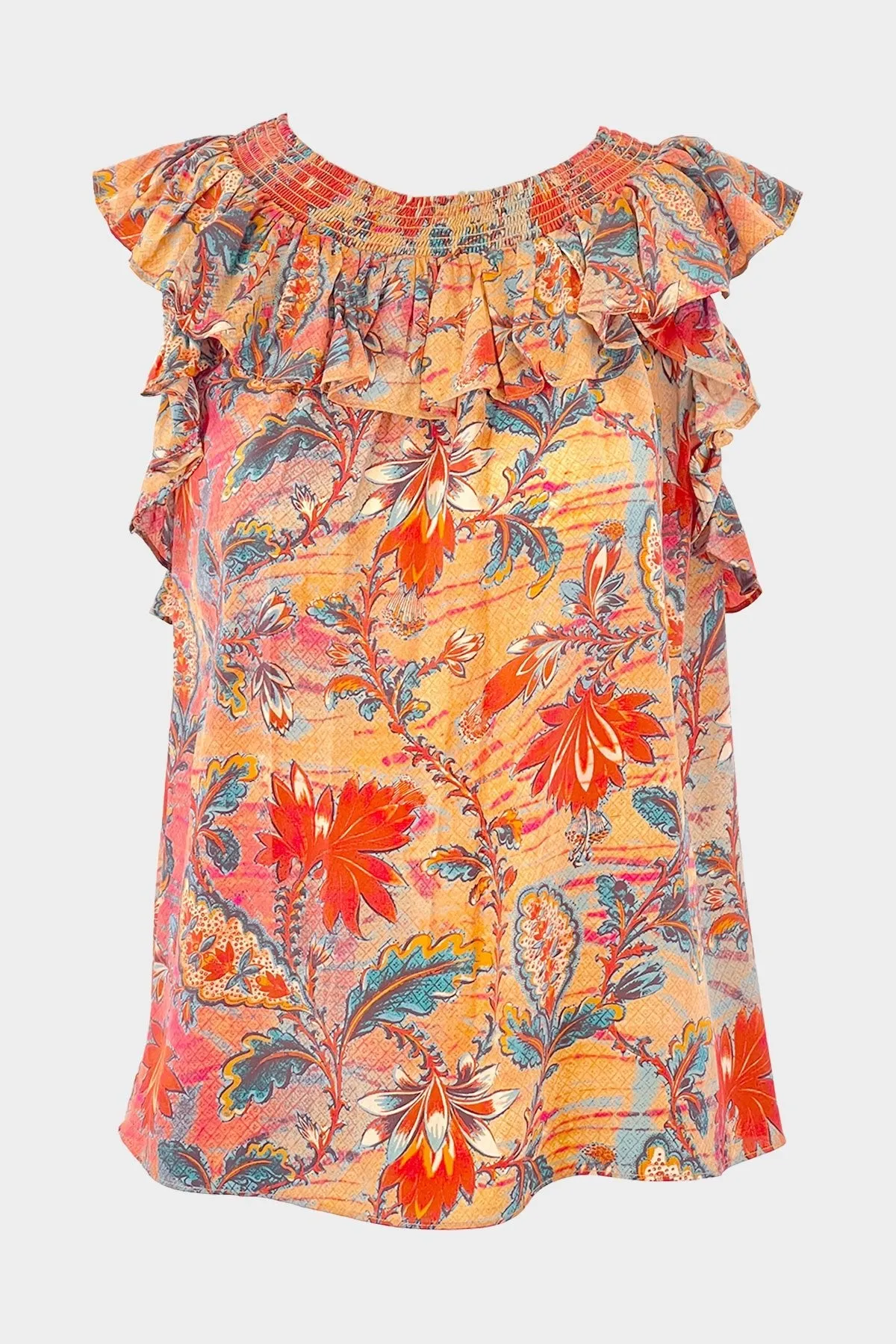 Tulip Sleeveless Top in Coral Bloom