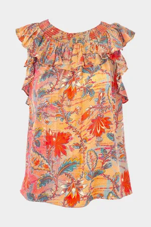 Tulip Sleeveless Top in Coral Bloom