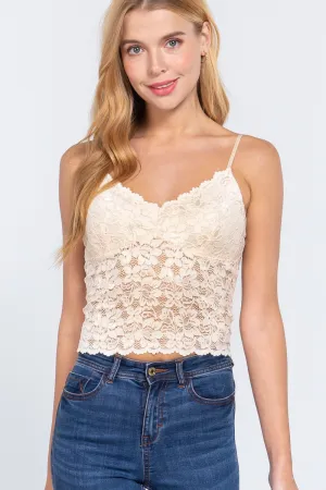 V-neck Scallop Lace Cami Top