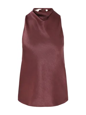 Vince Cowl Neck Bias Satin Top in Black Rose