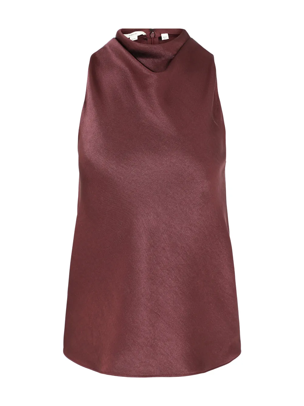 Vince Cowl Neck Bias Satin Top in Black Rose