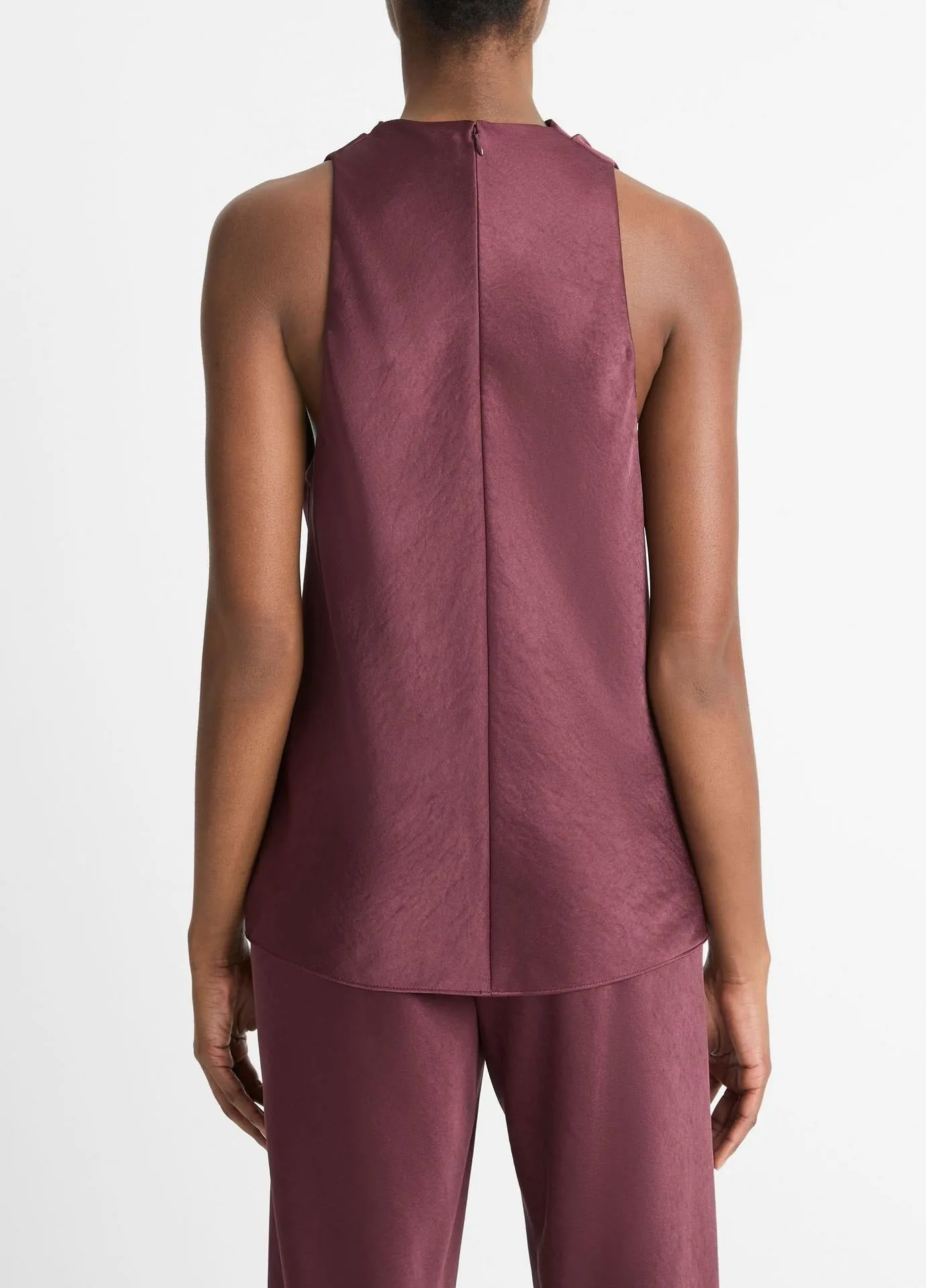 Vince Cowl Neck Bias Satin Top in Black Rose