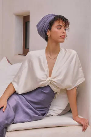 Washed Silk Wrap Blouse In Creme