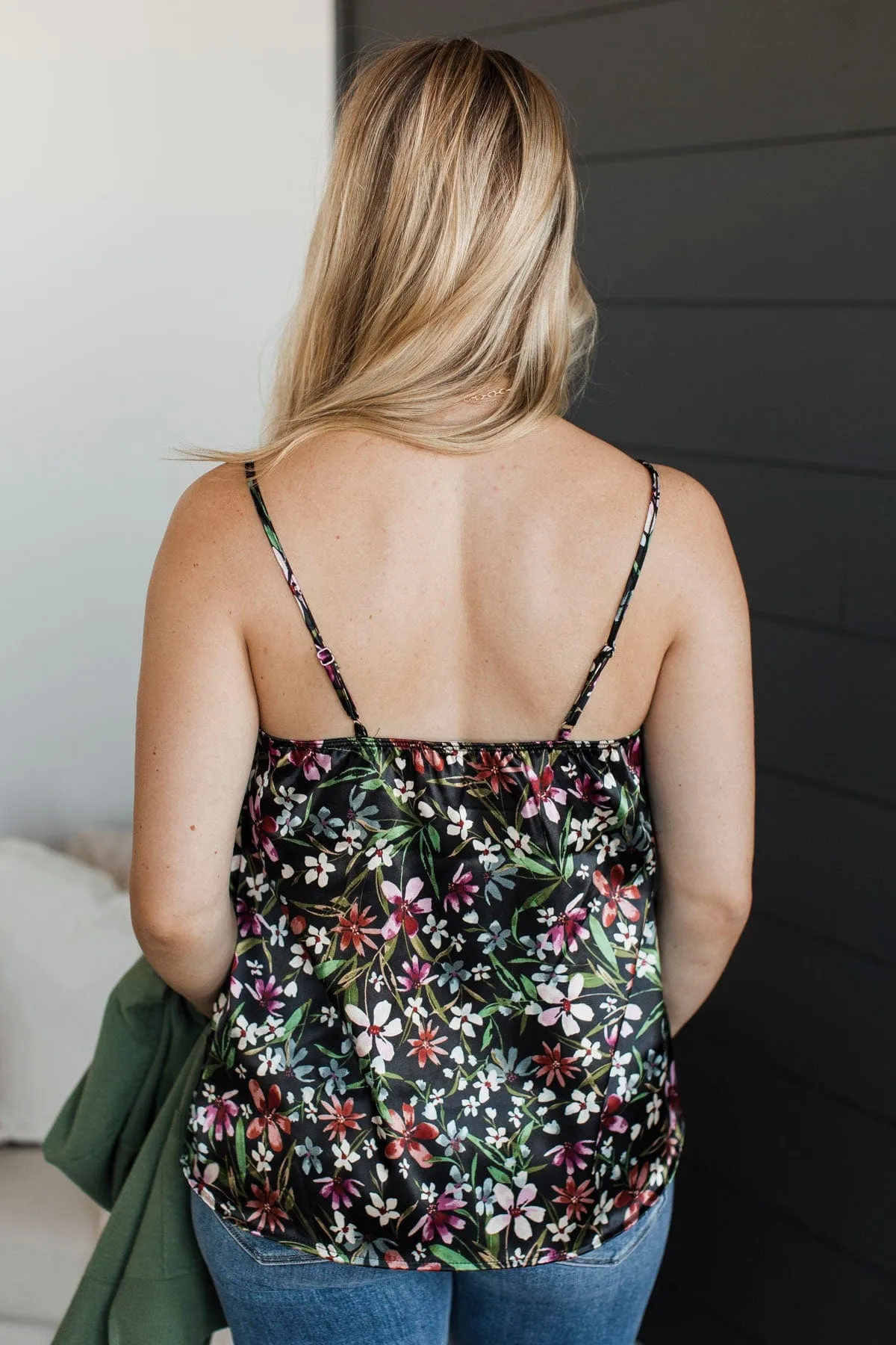 Ways Of The Heart Floral Tank Top- Black