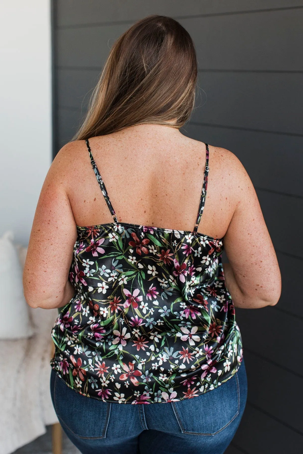 Ways Of The Heart Floral Tank Top- Black