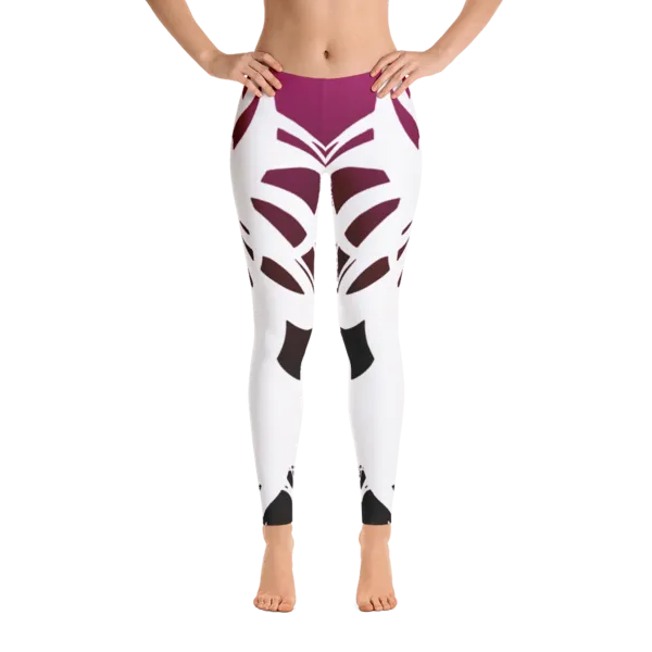 Wearable Art Leggings : Fuchsia Rorschach