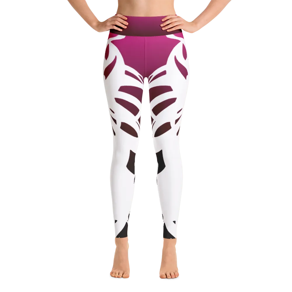 Wearable Art Leggings : Fuchsia Rorschach
