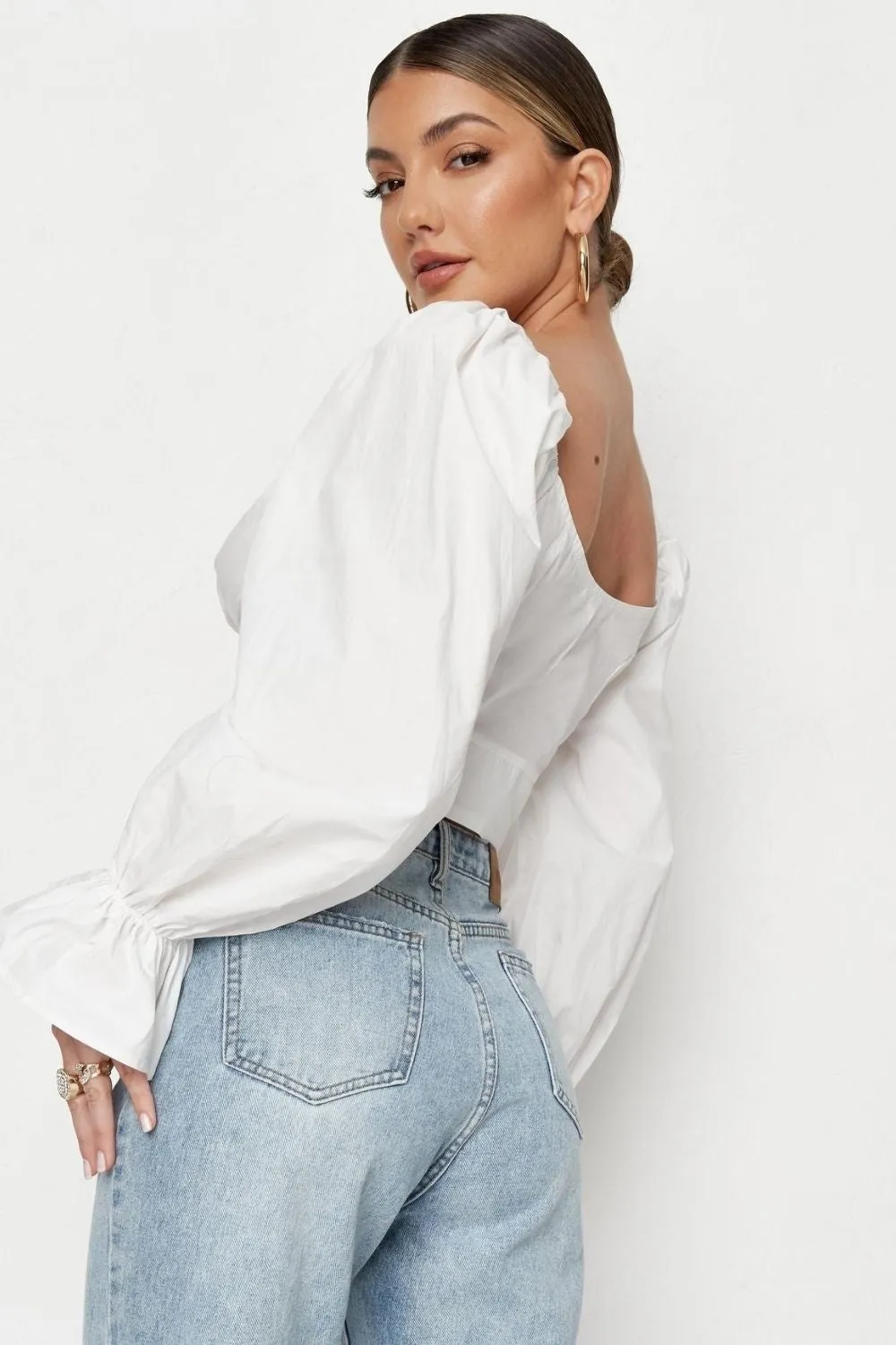 White Tie Wrap Front Shirt