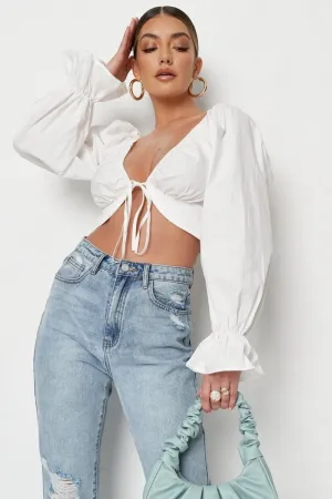 White Tie Wrap Front Shirt