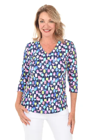 Wine Glasses Classic UPF50  V-Neck Top