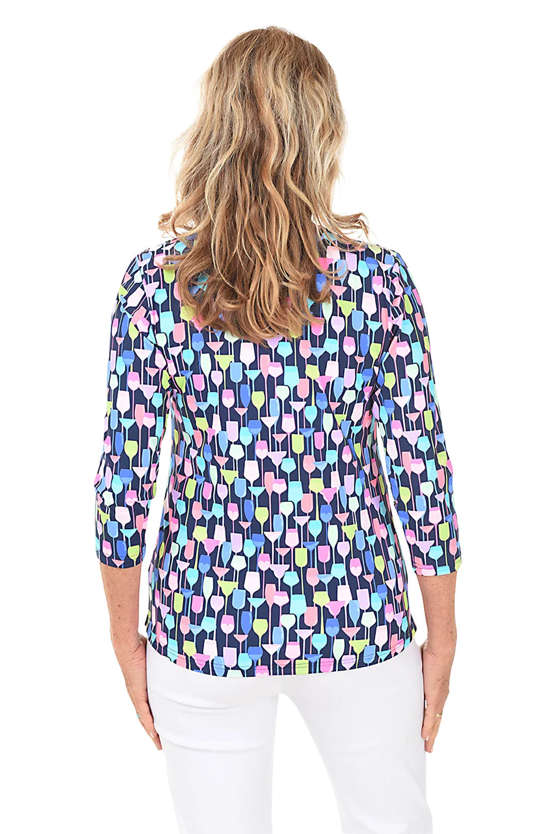 Wine Glasses Classic UPF50  V-Neck Top