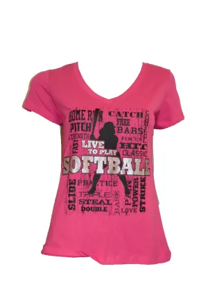 WOMENS LIVE TO PLAY SOFTBALL SHIRT CLEARANCE