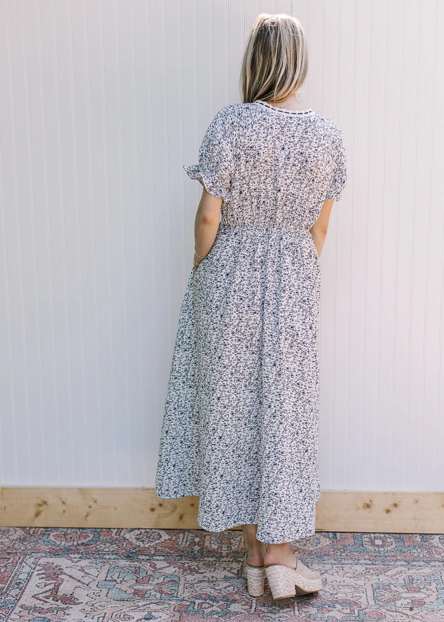 X Blue Ribbon Floral Dress