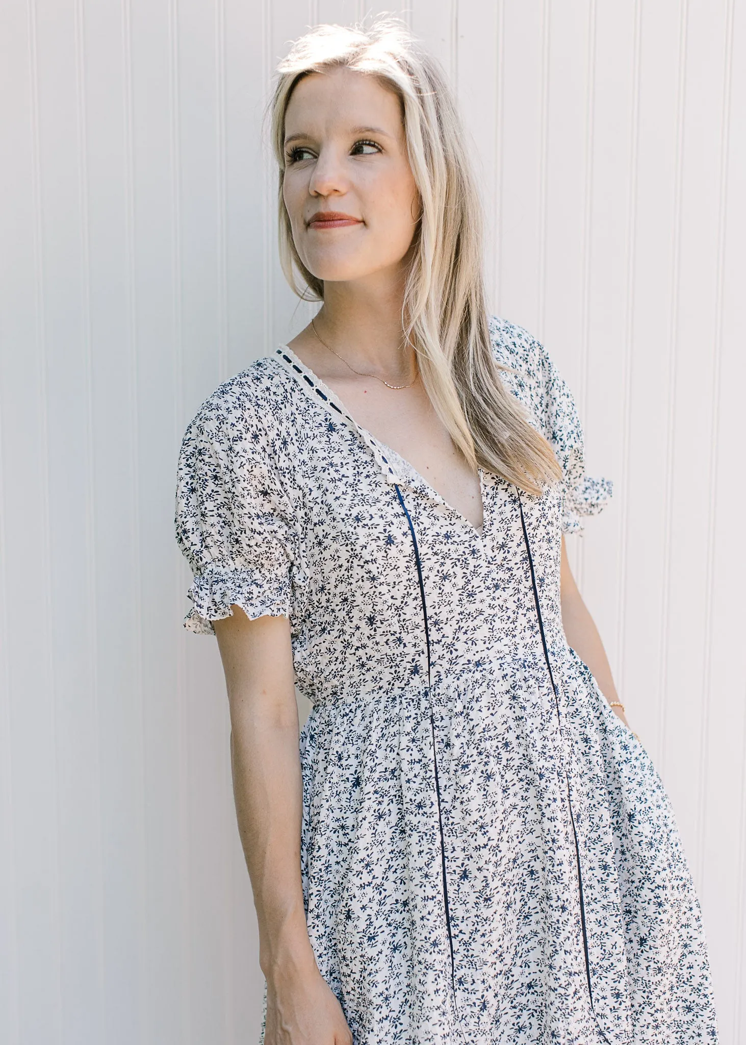 X Blue Ribbon Floral Dress