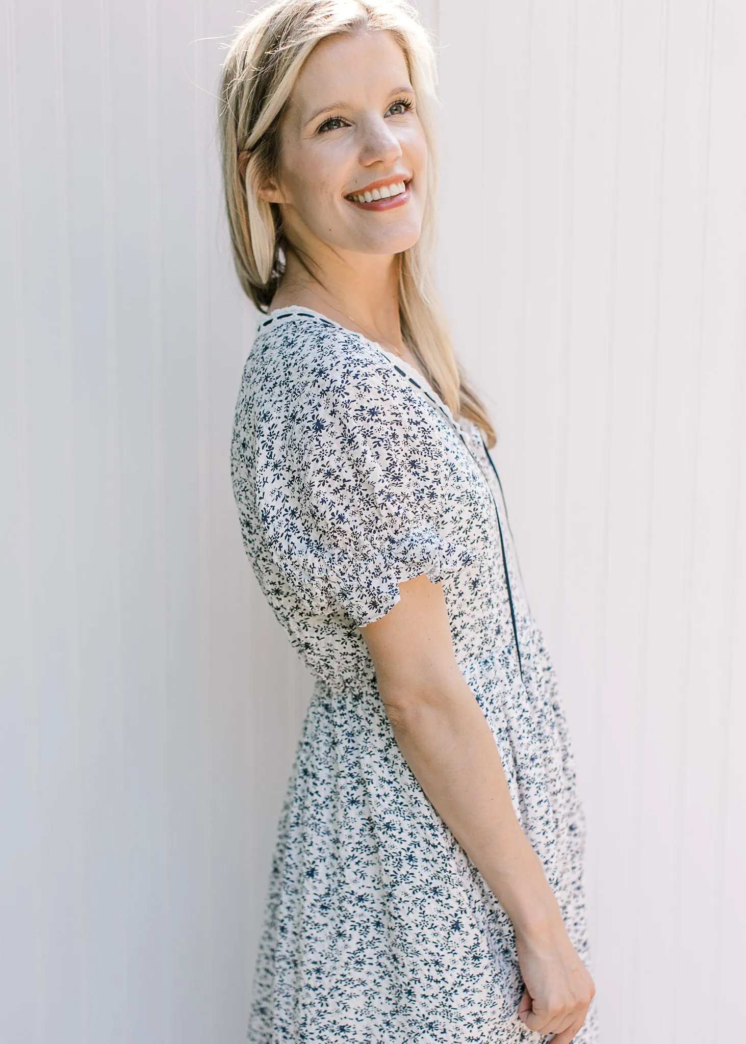 X Blue Ribbon Floral Dress