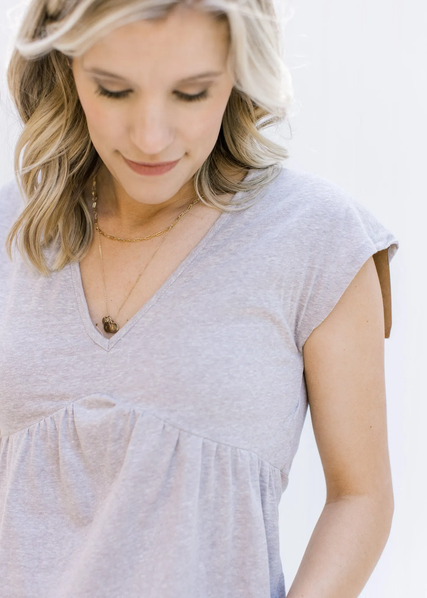 X Grey V-Neck Top